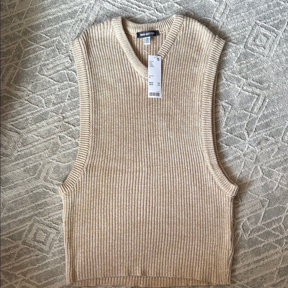 Urban Outfitters Beige Ribbed Knit Vest